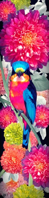 Free bird bookmark featuring a bird with bold floral background